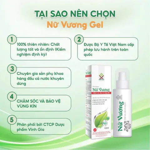 Gel vệ sinh phụ nữ NỮ VƯƠNG (Chai 100ml) Dưỡng ẩm, làm trắng sáng, làm thơm, giảm mùi hôi, mang lại sự tự tin, quyến rũ.