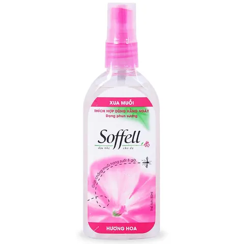 Xịt chống muỗi Soffell Hương Hoa (Chai 80ml) giúp bảo vệ cơ thể khỏi muỗi đốt trong thời gian dài