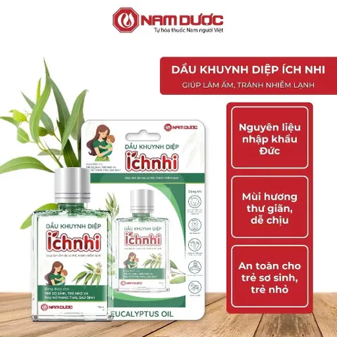 Dầu Khuynh Diệp Ích Nhi Nam Dược (Chai 30ml) Hỗ trợ làm dịu vết muỗi đốt, côn trùng cắn, giúp làm ấm da cơ thể.