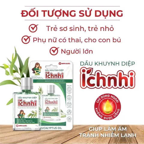 Dầu Khuynh Diệp Ích Nhi Nam Dược (Chai 30ml) Hỗ trợ làm dịu vết muỗi đốt, côn trùng cắn, giúp làm ấm da cơ thể.