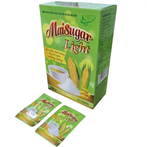 Đường Bắp Maisugar Light (Hộp 50 gói) Cung cấp năng lượng thấp, hỗ trợ chế độ ăn kiêng để kiểm soát cân nặng.