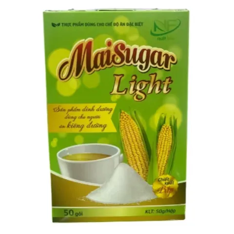 Đường Bắp Maisugar Light (Hộp 50 gói) Cung cấp năng lượng thấp, hỗ trợ chế độ ăn kiêng để kiểm soát cân nặng.