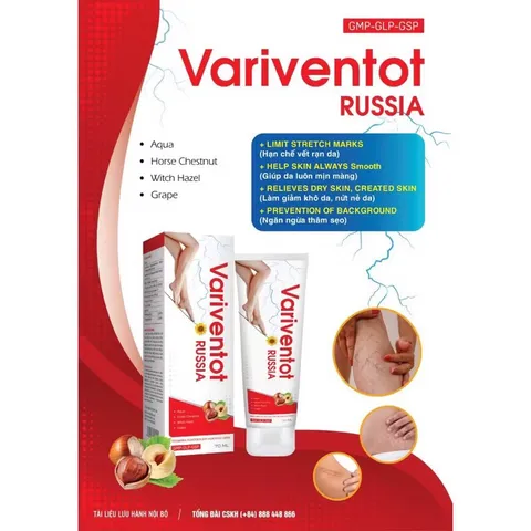 Kem bôi da Variventot RUSSIA (Tuýp 70ml) Cung cấp các dưỡng chất làm hạn chế các vết rạn da, tăng cường độ ẩm cho da