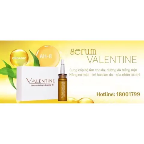 Serum dưỡng trắng đẹp da Valentine (Chai 10ml) Giúp dưỡng trắng, làm mờ thâm nám và mang lại làn da sáng mịn, đều màu.