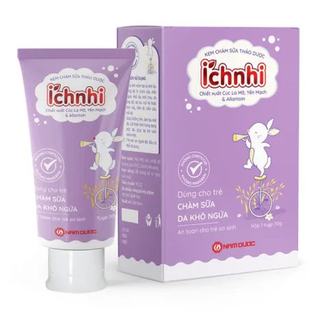 Kem Chàm Sữa Thảo Dược Ích Nhi (Tuýp 30g) Chiết xuất Cúc La Mã, Yến Mạch & Allantoin dùng an toàn cho trẻ sơ sinh