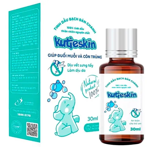 Tinh dầu Bạch Đàn Chanh Kutieskin (Chai 30ml) Hỗ trợ giúp đuổi muỗi, côn trùng và làm nhanh dịu, lành vết đốt.