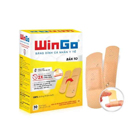 Băng keo cá nhân WinGo (Hộp 70 miếng) Băng dính cá nhân thông thoáng, độ dính cao, co dãn tốt, bảo vệ các vết thương nhỏ