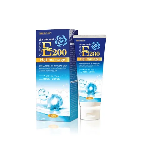 Sữa rửa mặt Vitamin E200 Hạt massage (Tuýp 80ml) Giúp làm sạch da, tẩy tế bào chết, ngăn ngừa mụn, se khít lỗ chân lông