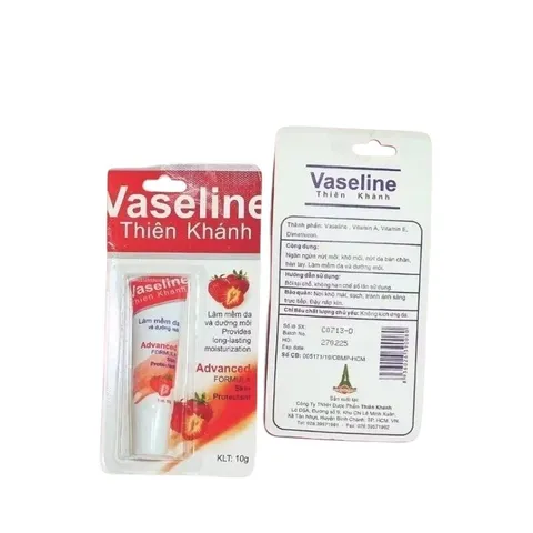 Vaseline Thiên Khánh (Tuýp 10g) Giúp dưỡng ẩm, làm mềm môi nứt nẻ, hương dâu