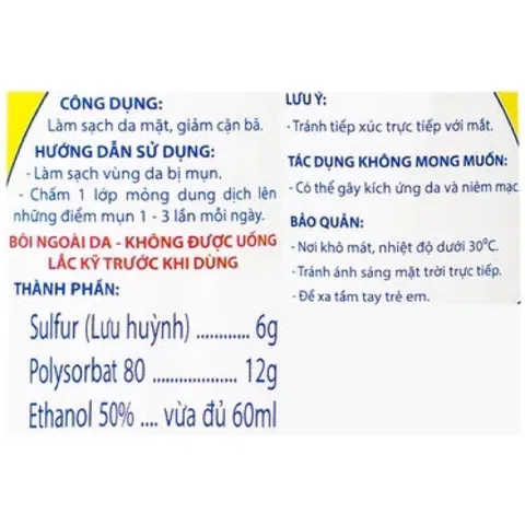 DUNG DỊCH CHĂM SÓC DA (Chai 60ml) Giúp sạch mụn trứng cá.