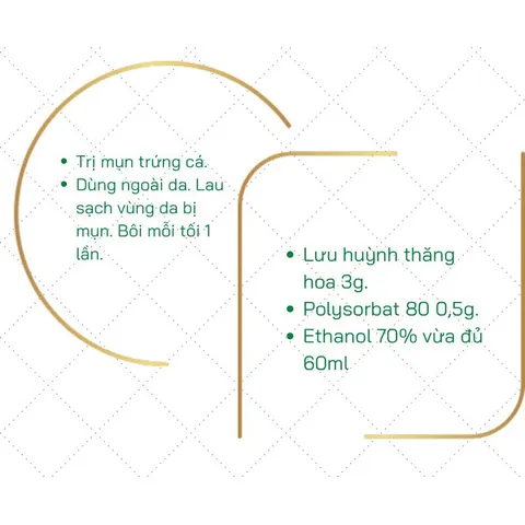 DUNG DỊCH CHĂM SÓC DA (Chai 60ml) Giúp sạch mụn trứng cá.