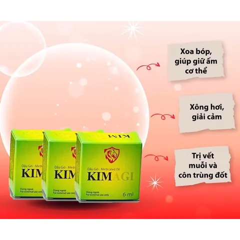 Dầu gió KIM AGI (Chai 6ml) Cảm cúm, nhức đầu, trúng gió, đau bụng, buồn nôn, đau cơ và khớp, sưng bầm, bong gân