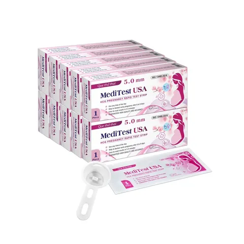 Que thử thai MediTest USA 5.0mm (Hộp 1 que) giúp phát hiện sớm thai kì cực kì nhanh chóng và hiệu quả.