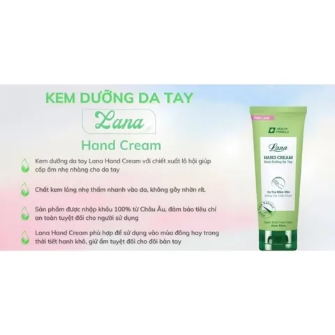 Kem dưỡng da tay HAND CREAM LANA (Tuýp 80g) Giúp da tay thật mềm mại, mịn màng và trẻ trung.