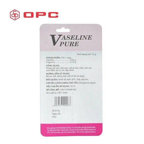 Vaseline Pure OPC Hương Dâu (Tuýp 10g) Giúp làm mềm mịn da, phòng khô môi, nứt môi, nứt nẻ chân tay.