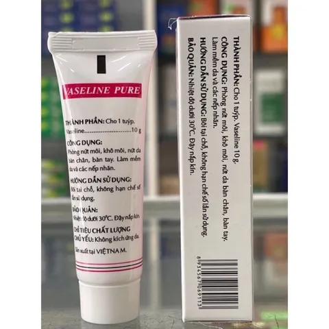 Vaseline Pure OPC Hương Dâu (Tuýp 10g) Giúp làm mềm mịn da, phòng khô môi, nứt môi, nứt nẻ chân tay.