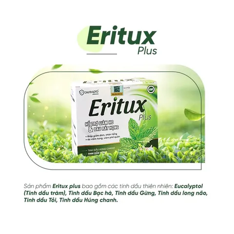 Viên uống thảo dược Eritux Plus (Hộp 100 viên) Hỗ trợ giảm ho, giảm đau rát họng do viêm họng, viêm phế quản.