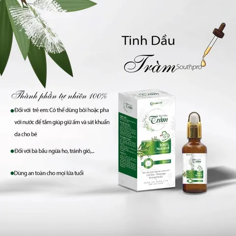 Tinh Dầu Tràm SOUTHPRO (Chai 50ml) Dùng ngoài massage da khi trời lạnh, giúp làm ấm da, giúp làm dịu vết muỗi đốt.