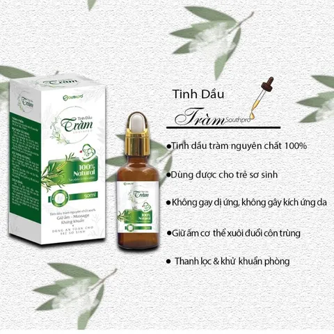 Tinh Dầu Tràm SOUTHPRO (Chai 50ml) Dùng ngoài massage da khi trời lạnh, giúp làm ấm da, giúp làm dịu vết muỗi đốt.