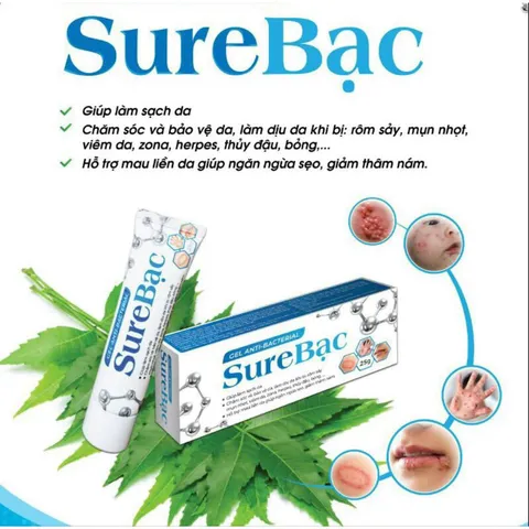 Gel bôi da Sure Bạc (Tuýp 25g) Hỗ trợ mau liền da giúp ngăn ngừa sẹo, giảm thâm nám, giảm hăm tã, chàm sữa, mẫn ngứa.