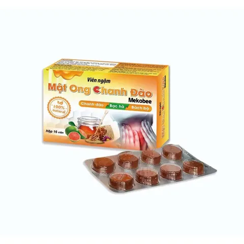 Viên ngậm Mật Ong Chanh Đào (Hộp 16 viên) Hỗ trợ nhuận phế, giảm ho, long đờm, giúp cải thiện các biểu hiện hắt hơi.