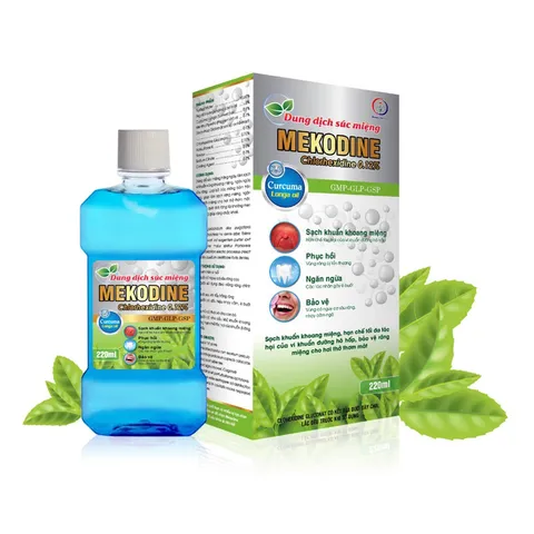 Nước Súc Miệng MEKODINE (Chai 220ml) giúp kháng khuẩn miệng, họng, ngăn ngừa và khử mùi hôi.