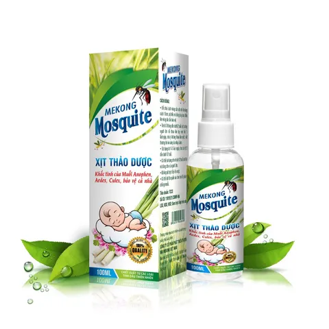 Xịt muỗi thảo dược Mekong Mosquite (Chai 100ml) khắc tinh của muỗi Anophen, Aedes, Culex bảo vệ cả nhà
