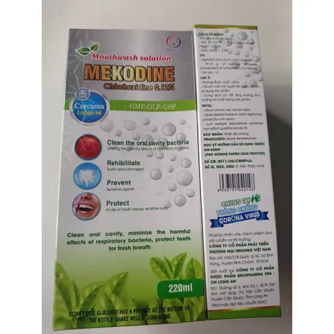 Nước Súc Miệng MEKODINE (Chai 220ml) giúp kháng khuẩn miệng, họng, ngăn ngừa và khử mùi hôi.