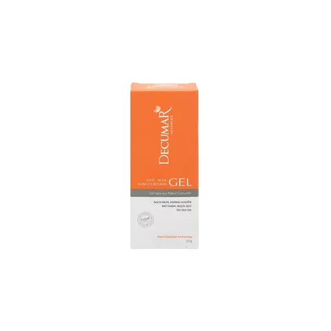 Decumar Gel ngừa mụn Nano Curcumin (Tuýp 20g) Hỗ trợ giảm mụn, làm mờ thâm, kiểm soát nhờn, tái tạo và cấp ẩm cho da.