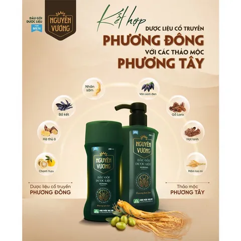 Dầu gội Dược liệu Nguyên Vương (Chai 180ml) giúp nuôi dưỡng tóc và da đầu từ gốc, làm sạch tóc và da đầu, sạch gàu.