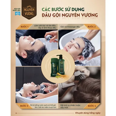 Dầu gội Dược liệu Nguyên Vương (Chai 180ml) giúp nuôi dưỡng tóc và da đầu từ gốc, làm sạch tóc và da đầu, sạch gàu.