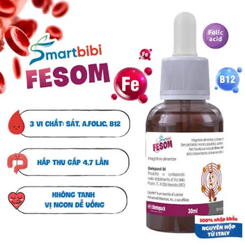 Smartbibi Fesom- Siro Bổ Sung Sắt Giúp Hỗ Trợ Chức Năng Nhận Thức, Tạo Máu, Cải Thiện Tình Trạng Thiếu Máu Do Sắt