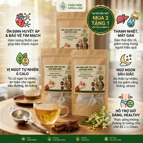Trà Hoa Hòe Cỏ Ngọt Túi Lọc - Combo World Cup Mua 2 Tặng 1 - Giải Nhiệt, Bền Thành Mạch, Ngủ Ngon Sâu Giấc