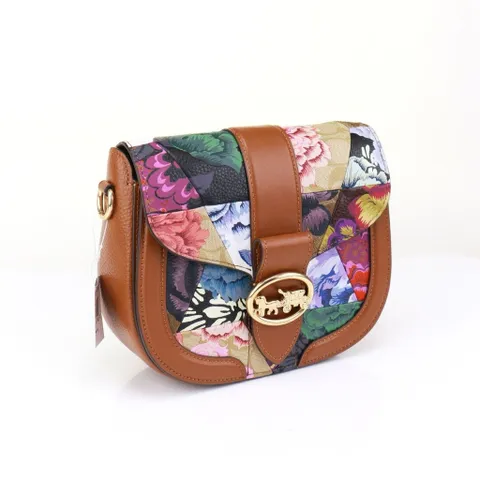 C2804 Georgie Saddle Bag With Patchwork Kaffe Fassett Print USA 810001