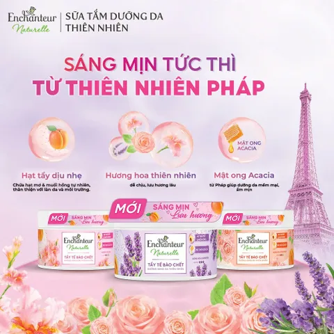 Tẩy tế bào chết Enchanteur Naturelle dưỡng da sáng mịn hương nước hoa 250g ]hàng nhập khẩu]