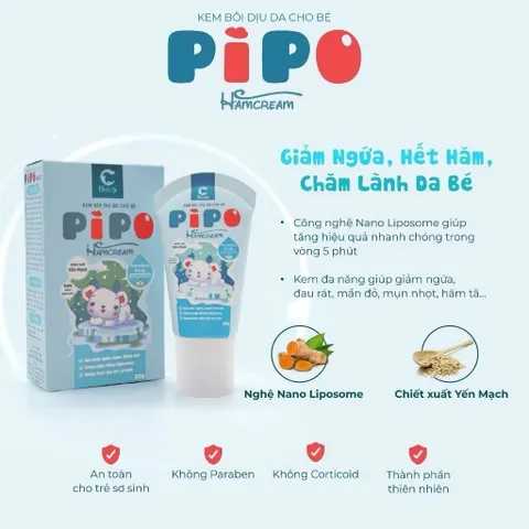 Kem Bôi Da PipoHamCream Detox C Cho Bé Dịu Mẩn Ngứa, Bảo Vệ và Phục Hồi Da Bé Yêu