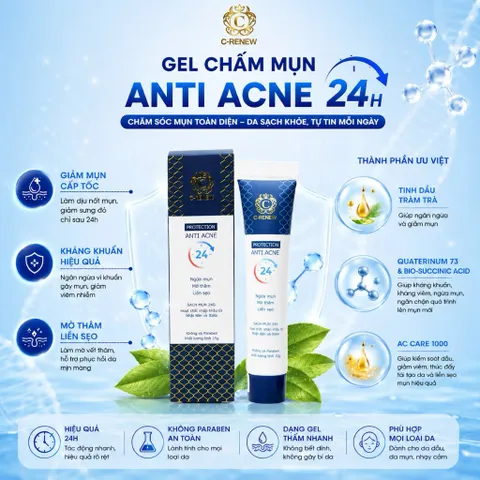 Gel Chấm Mụn Giảm Mụn Mờ Thâm Nhanh Chóng C-Renew Anti Acne 24h Chính Hãng - 15g