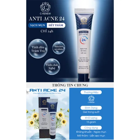 Gel Chấm Mụn Giảm Mụn Mờ Thâm Nhanh Chóng C-Renew Anti Acne 24h Chính Hãng - 15g