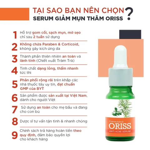 Serum Mụn Oriss Hỗ Trợ Ngừa Mụn Phục Hồi Da Mờ Thâm Thu Nhỏ Lỗ Chân Lông Chai 10ml