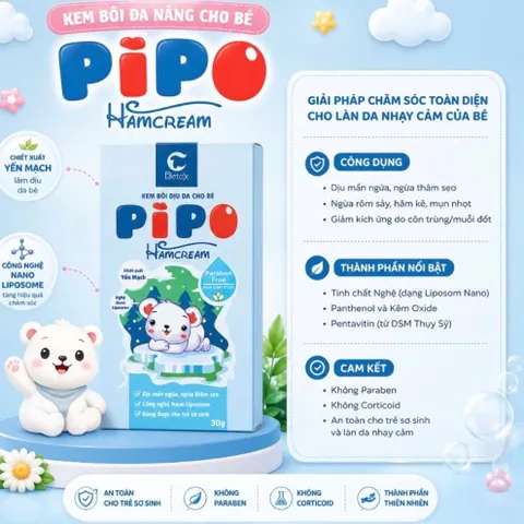 Kem Bôi Da PipoHamCream Detox C Cho Bé Dịu Mẩn Ngứa, Bảo Vệ và Phục Hồi Da Bé Yêu