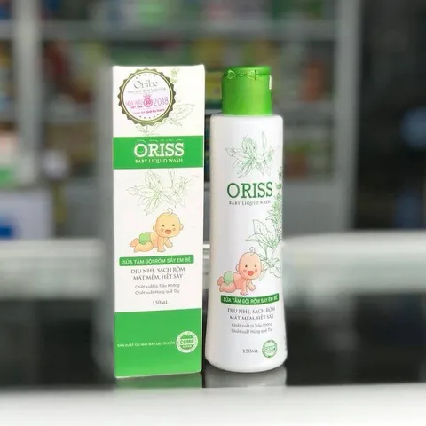 Sữa tắm gội cho bé Oriss dịu nhẹ lành tính sạch rôm sảy chiết xuất lá trầu không an toàn không cay mắt 150ml