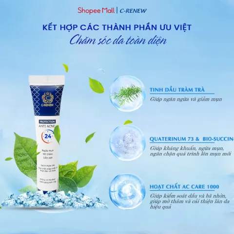 Gel Chấm Mụn Giảm Mụn Mờ Thâm Nhanh Chóng C-Renew Anti Acne 24h Chính Hãng - 15g