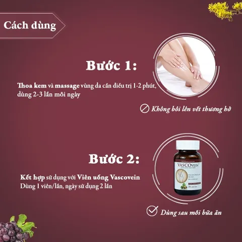 Kem Thoa Giảm Sưng Đau, Tê Phù, Chuột Rút Do Suy Giãn Tĩnh Mạch Vascovein Dân Khang - Tuýp 50g
