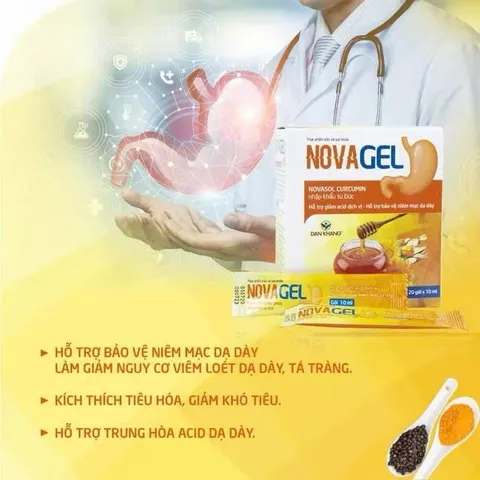 Gói uống dung dịch nghệ mật ong giảm đau dạ dày giảm trào ngược dạ dày Novagel Dân Khang