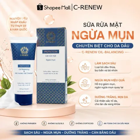 Sữa Rửa Mặt Ngừa Mụn Chuyên Biệt Cho Da Dầu C-Renew Oil Balancing Chính Hãng dạng Gel