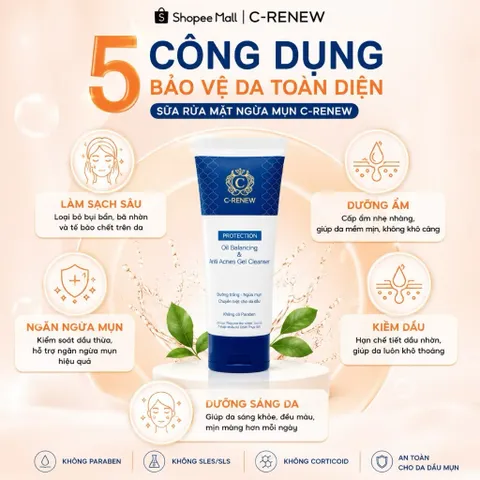 Sữa Rửa Mặt Ngừa Mụn Chuyên Biệt Cho Da Dầu C-Renew Oil Balancing Chính Hãng dạng Gel