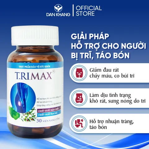 Viên Uống Hỗ Trợ Co Thắt Búi Trĩ Giảm Sưng Đau Do Trĩ Trimax Dan Khang - Hộp 30 viên