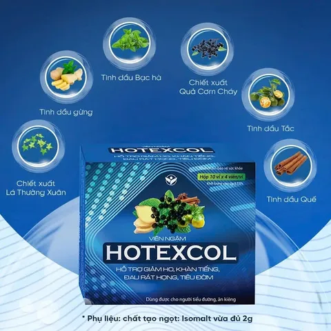 viêm ngậm thanh họng HOTEXCOL (hộp 10 vĩ/ 4 viên)