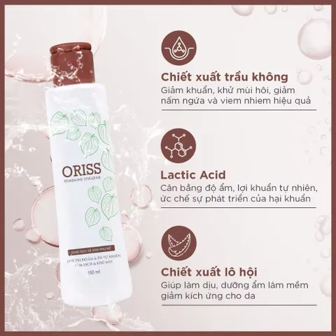 Dung Dịch Vệ Sinh Phụ Nữ Oriss Chiết Xuất Lá Trầu Không và Không Gây Kích Ứng - Chai 150ml