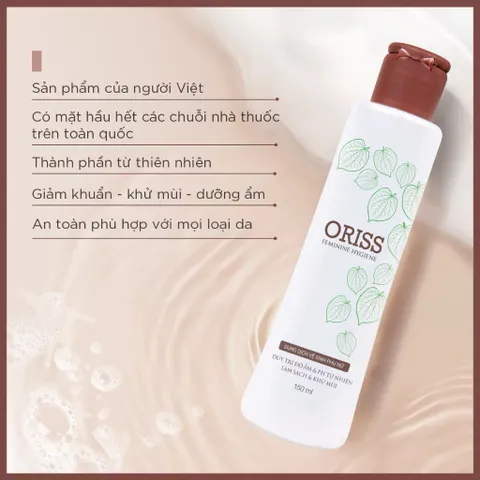 Dung Dịch Vệ Sinh Phụ Nữ Oriss Chiết Xuất Lá Trầu Không và Không Gây Kích Ứng - Chai 150ml